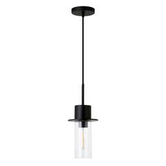 Idris 6.5" Wide Pendant with Glass Shade in Blackened Bronze /Clear