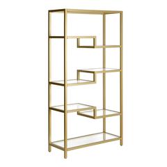 Johann 68'' Tall Rectangular Bookcase in Brass