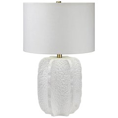 Turbida 24" Tall Table Lamp with Fabric Shade in Matte White/Brass/White