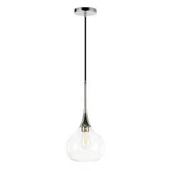Ida 9.5" Wide Pendant with Glass Shade in Polished Nickel/Clear