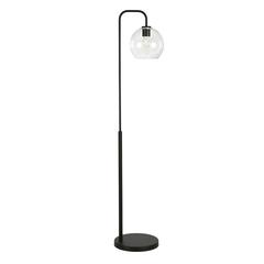 Harrison Arc Floor Lamp with Glass Shade in Blackened Bronze/Clear