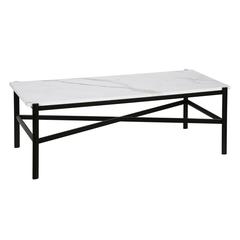 Braxton 46'' Wide Rectangular Coffee Table with Faux Marble Top in Blackened Bronze