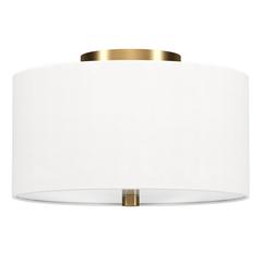 Ellis 12" Flush Mount with Fabric Shade in Brass/White