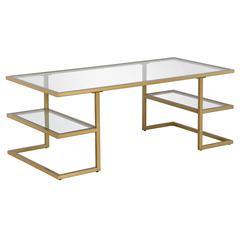 Circe 47'' Wide Rectangular Coffee Table in Brass