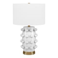 Farrington 26" Tall Ceramic Table Lamp with Fabric Shade in Matte White/White