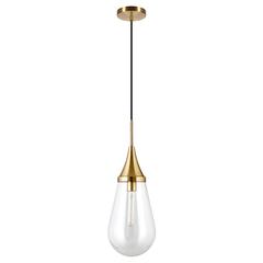 Ambrose 8.63" Wide Pendant with Glass Shade in Brass/Clear