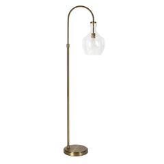 Verona Arc Floor Lamp with Glass Shade in Brass/Clear