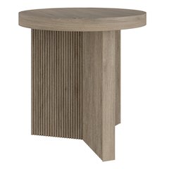 Holm 22" Wide Round Side Table in Antiqued Gray Oak