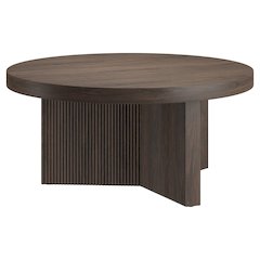 Holm 32" Wide Round Coffee Table in Alder Brown
