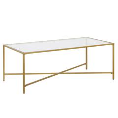 Henley 48'' Wide Rectangular Coffee Table with Glass Top in Brass