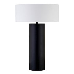 Wells 24" Tall Table Lamp with Fabric Shade in Blackened Bronze/White