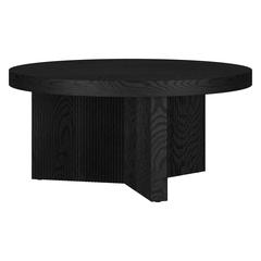 Holm 32" Wide Round Coffee Table in Black Grain