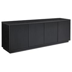 Fluted TV Stand for TVs up to 75" with 2 Concealed Ribbed Storage Cabinets and Adjustable Shelves