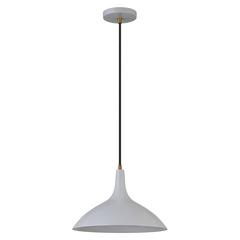 Barton 14" Wide Pendant with Metal Shade in Matte Gray/Brass/Matte Gray