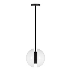Kyriana 10" Wide 2-Light Pendant with Glass Shade in Matte Black/White