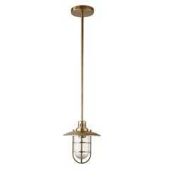 Bay 8.25" Wide Lantern Pendant with Glass/Metal Shade in Brass/Clear