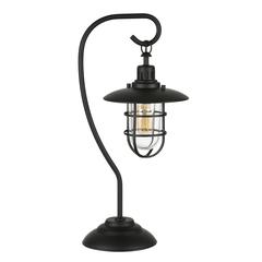 Bay 22" Tall Nautical Table Lamp with Glass/Metal Shade in Blackened Bronze/Clear