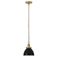8" Wide Pendant with Metal Shade in Blackened Bronze/Brass/Blackened Bronze
