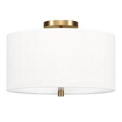 Ellis 16" Flush Mount with Fabric Shade in Brass/White