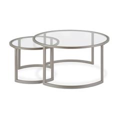 Mitera Round Nested Coffee Table in Satin Nickel