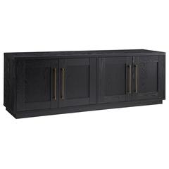 TV Stand for TVs up to 75" with 2 Concealed Storage Cabinets, Black
