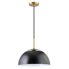 Jordyn 16" Wide Pendant with Metal Shade in Matte Black/Brushed Brass