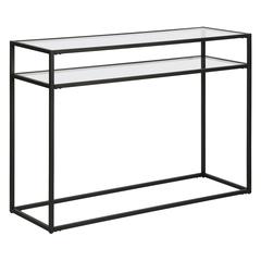 Addison 42'' Wide Rectangular Console Table with Glass Shelf in Blackened Bronze