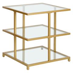 Greenwich 22" Wide Square Side Table in Brass