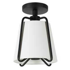 Marduk 9.5" Semi Flush Mount with Fabric Shade in Blackened Bronze/White