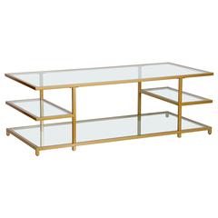 Greenwich 54'' Wide Rectangular Coffee Table in Brass