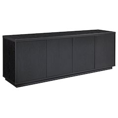 TV Stand for TVs up to 75",  2 Concealed Ribbed Storage Cabinets, Natural Black