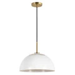 Jordyn 16" Wide Pendant with Metal Shade in White/Brushed Brass