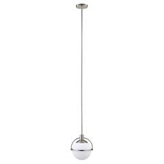 Cieonna 9.38" Wide Pendant with Glass Shade in Brushed Nickel/White Milk