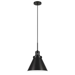 Zeno 12" Wide Pendant with Metal Shade in Blackened Bronze/Blackened Bronze