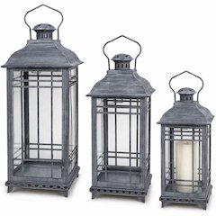 Lantern (Set of 3) 14"H, 17"H, 20"H Metal/Glass