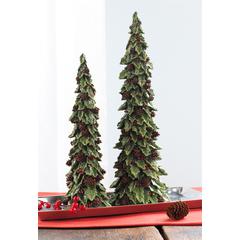 Holly Trees w/Pinecone Detail (Set of 2) 19.5"H, 15"H Polystone