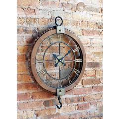 Open Wall Clock w/Hook 21.75"Lx30"H Wood/Metal