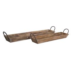 Wooden Tray w/Handles (Set of 2) 28.75"L, 36.5"L Wood