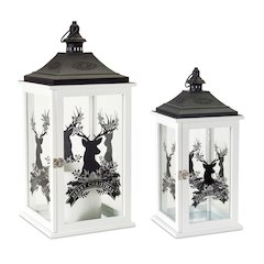Merry Christmas Lantern (Set of 2) 17.5"H, 22.75"H Wood