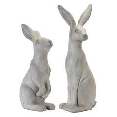 Rabbit (Set of 2) 19.5"H, 24"H Stone Powder