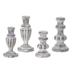 Candle Holder (Set of 4) 5.75"H, 6.5"H, 7.5"H, 7.5"H Resin/Stone Powder