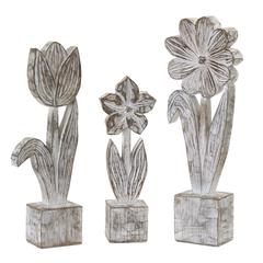 Potted Floral (Set of 3) 10.5"H, 12.75"H, 14.25"H Resin/Stone Powder