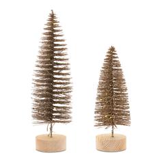 Tree with LED (Set of 4) 10.75"H, 14"H Plastic 6 Hr Timer 3 AAA Batteries