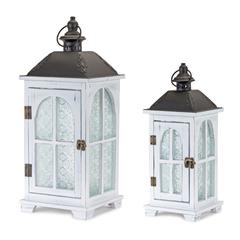 Lantern (Set of 2) 14.5"H, 19.25"H Wood/Metal