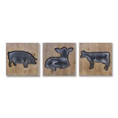 Animal Plaque (Set of 3) 14"SQ , 82124DS