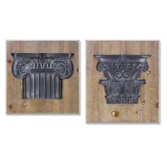 Wall Plaque (Set of 2) 14"SQ, 14"W x 15.75"H Wood/MDF