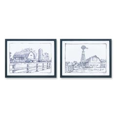 Barn Print (Set of 2) 15.75"L x 12"H MDF/Paper