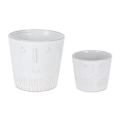 Pot (Set of 2) 4.25"D x 3.5"H, 5.5"D x 5.25"H Porcelain