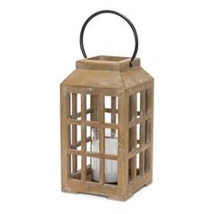 Lantern 6.75"D x 17"H Wood/Glass