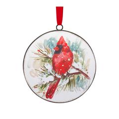 Cardinal and Pine Ornament (Set of 12) 5.75"H Iron